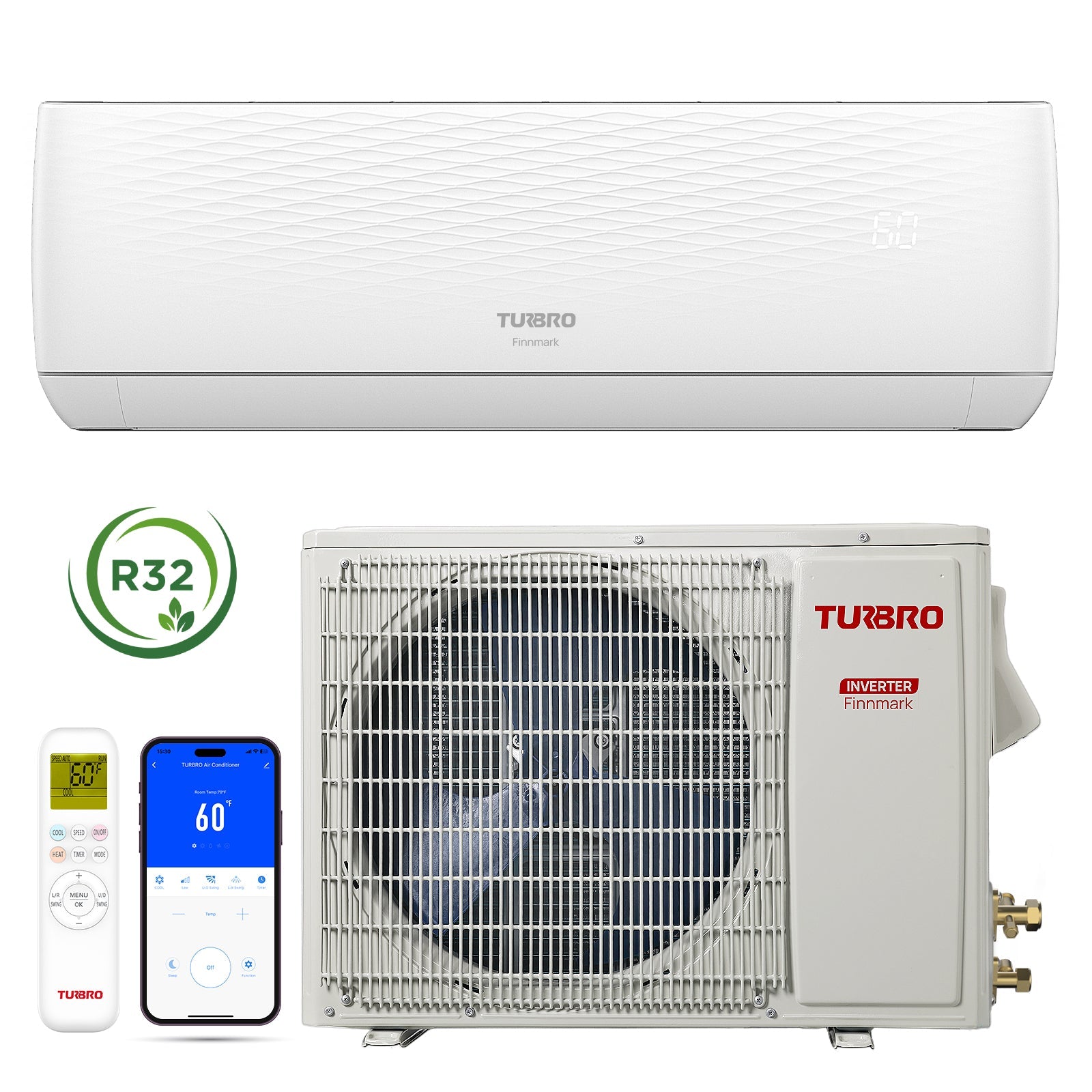 (Open Box) Finnmark Single Zone WiFi Mini Split AC (R32)